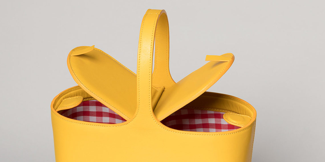 sac pique-nique Estebanot cuir nappa jaune