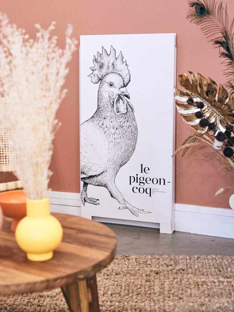 le pigeon coq cuir atelier logo