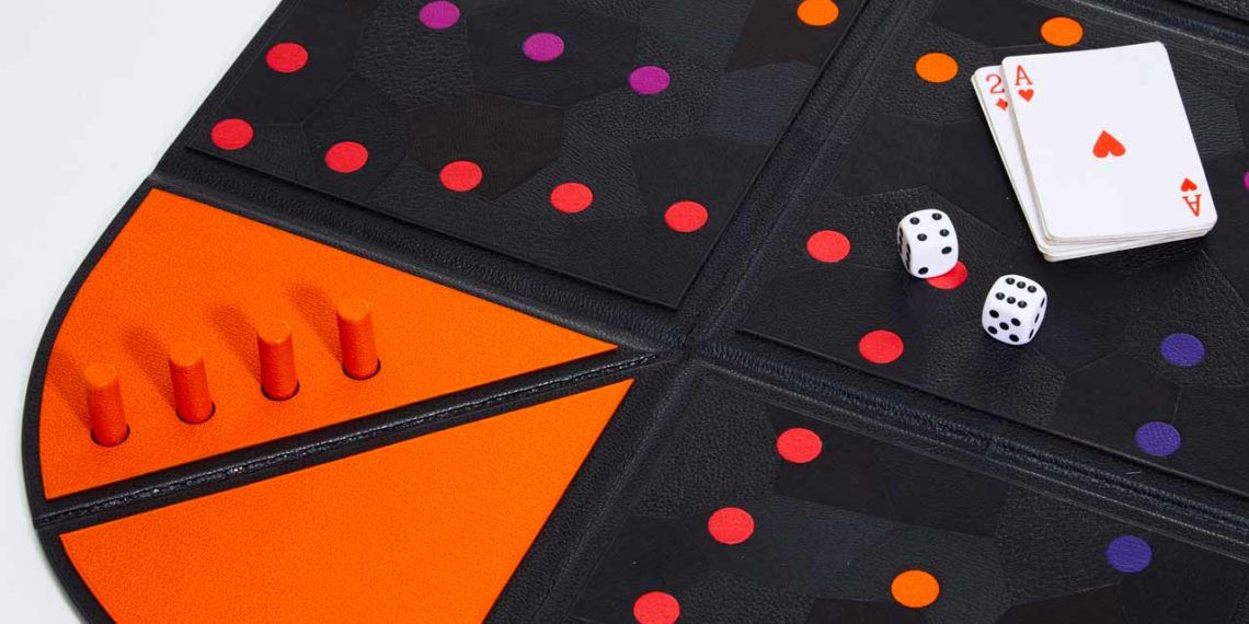 backgammon marqueterie cuir Audrey Ludwig