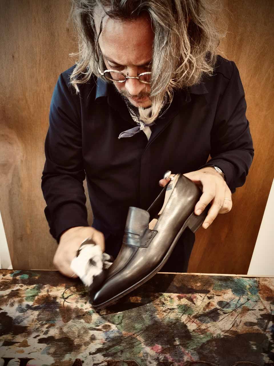 Alexis Lafont Caulaincourt patine chaussure cuir
