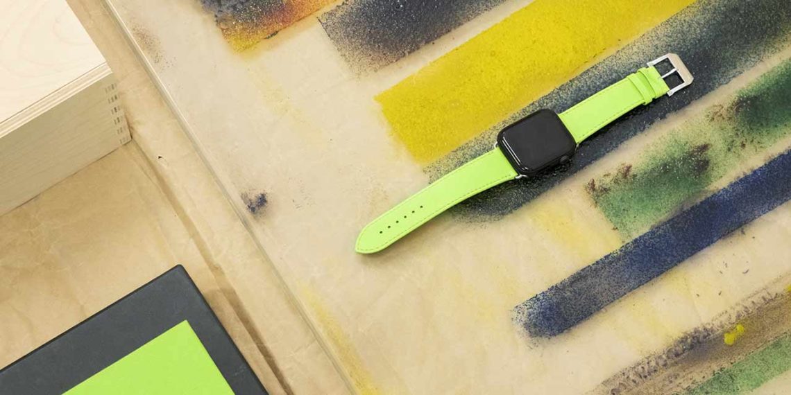Camille Fournet Fabrice Hyber Equinoxes Apple Watch cuir veau vert