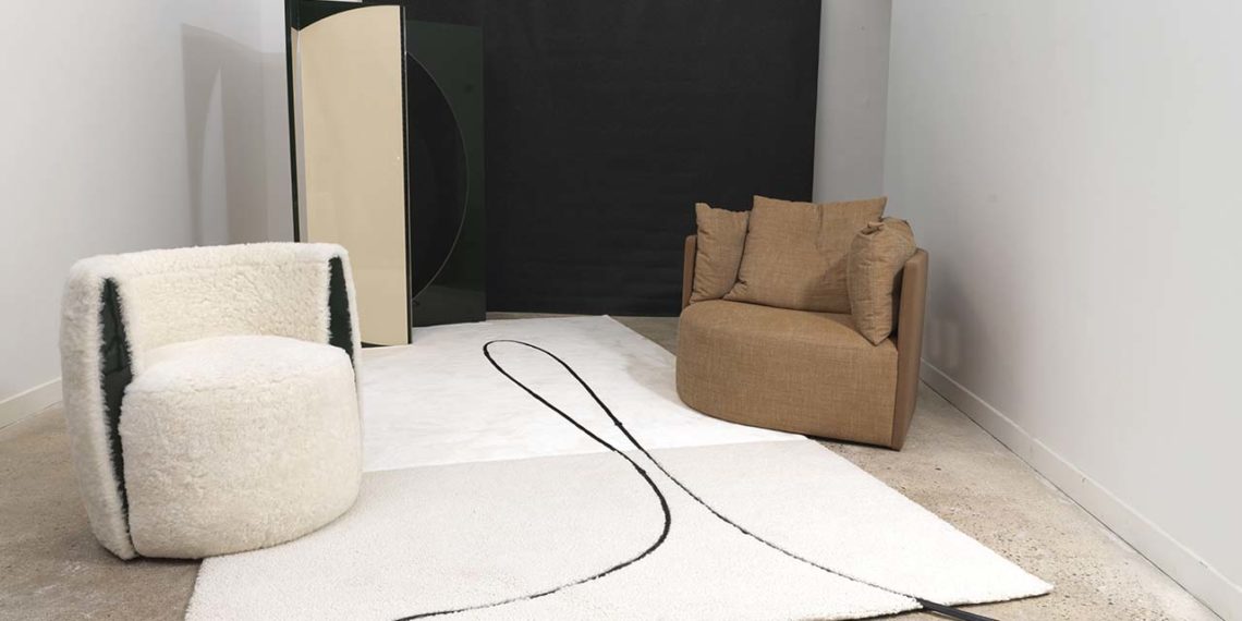 Laurent Maugoust GalerieB Tapis Eclipse longe cuir