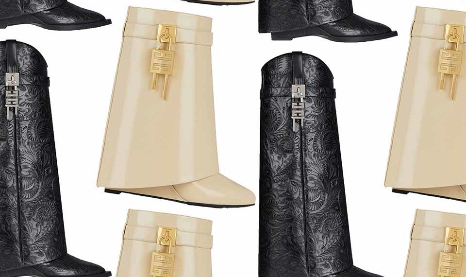 Shark Lock Cowboy bottines Givenchy veau embossé