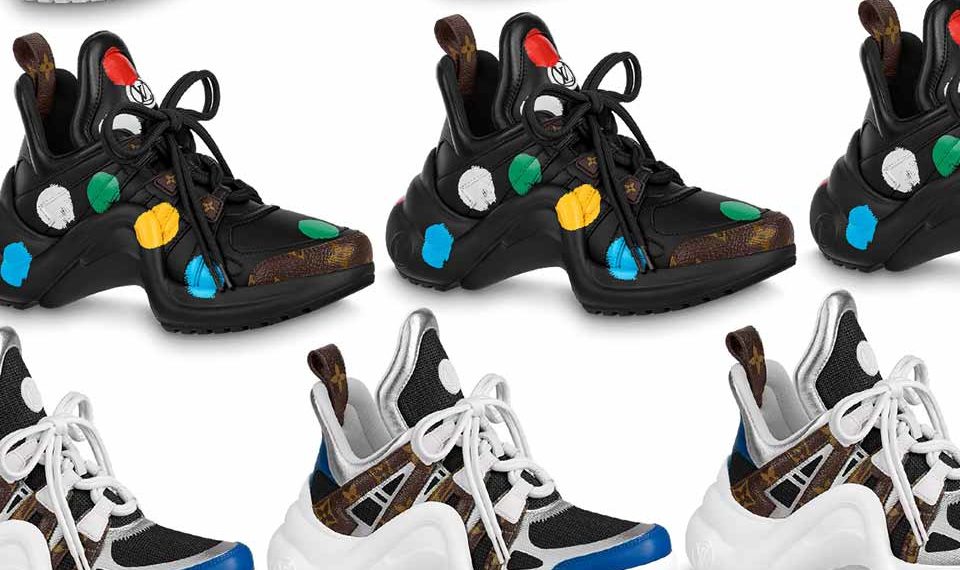 Sneaker LV Archlight collaboration Yayoi Kusama pois couleurs cuir Toile Monogram